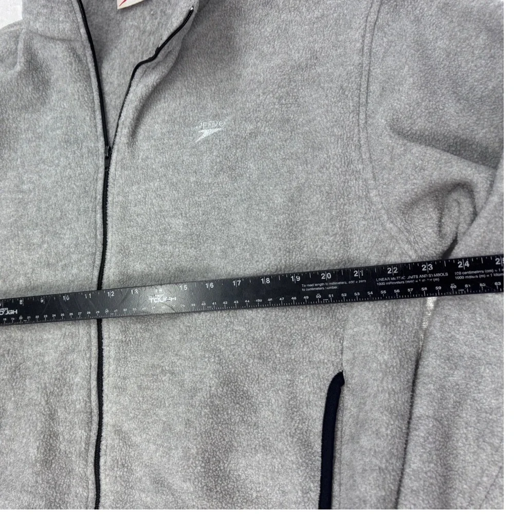 Speedo Fleece Jacket Women L Gray Full‎ Zip Mock Neck
